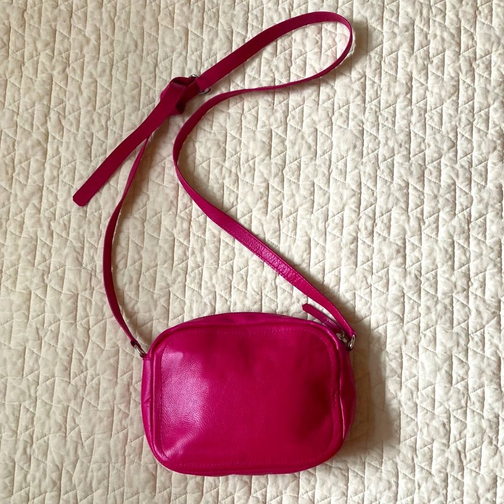 Hot Pink Leather Crossbody Bag
